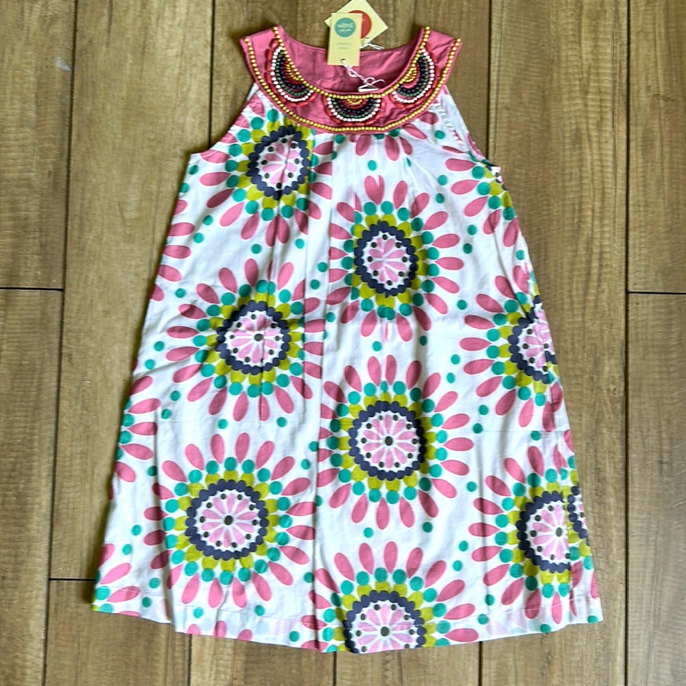 NEW MiniBoden Beaded Dress, Size 7-8Y.